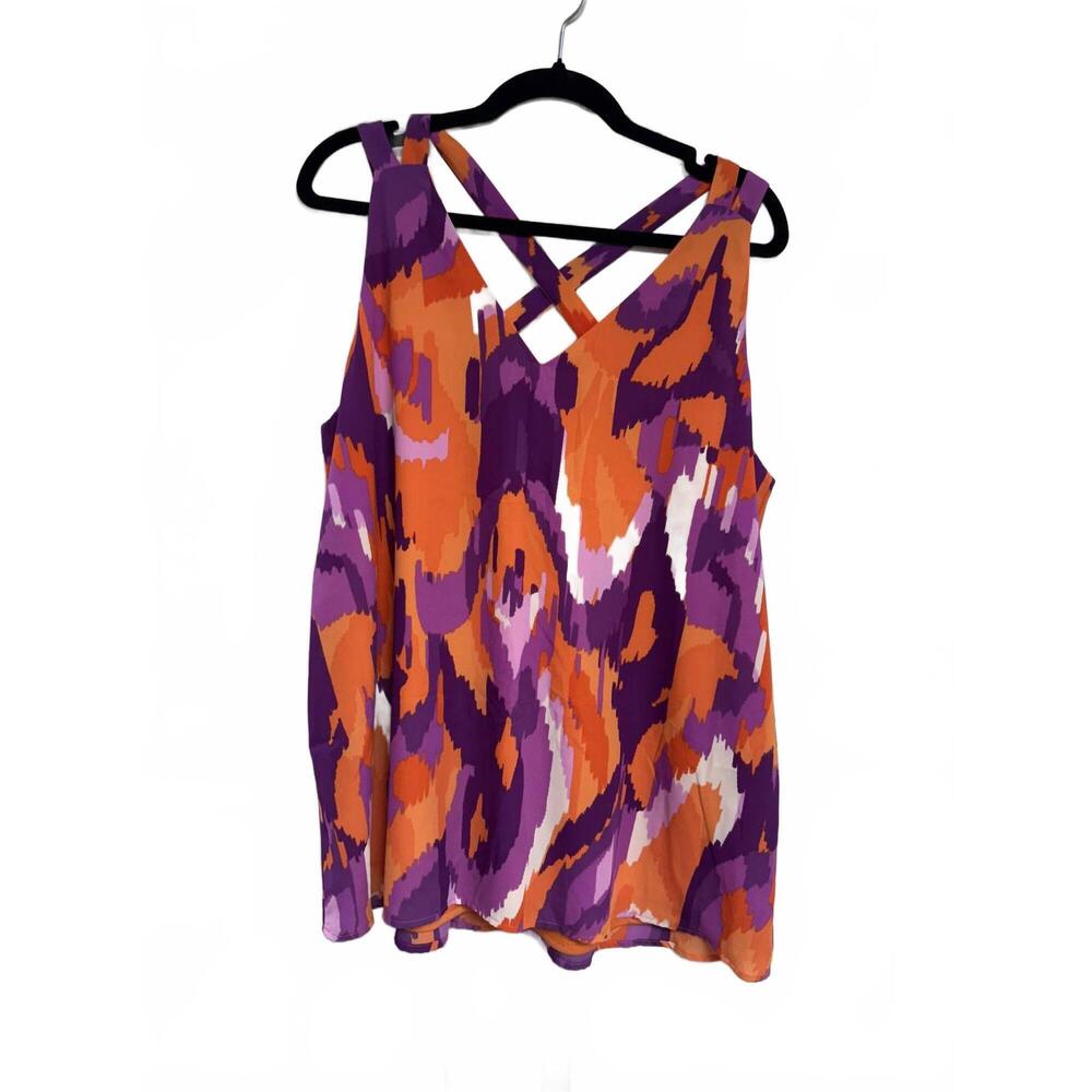 NEW ADRIENNE women's v neck tank top in orange, purple, white